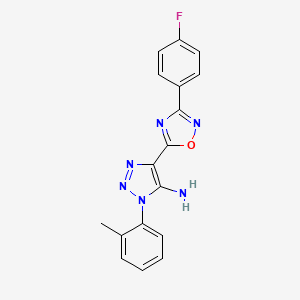 molecular formula C17H13FN6O B2405382 4-(3-(4-fluorophenyl)-1,2,4-oxadiazol-5-yl)-1-(o-tolyl)-1H-1,2,3-triazol-5-amine CAS No. 899725-71-4