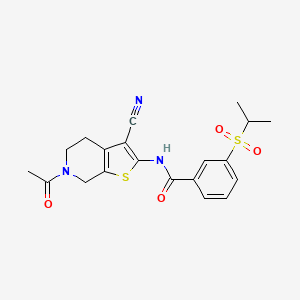 molecular formula C20H21N3O4S2 B2405400 N-(6-acetyl-3-cyano-4,5,6,7-tetrahydrothieno[2,3-c]pyridin-2-yl)-3-(isopropylsulfonyl)benzamide CAS No. 941932-34-9