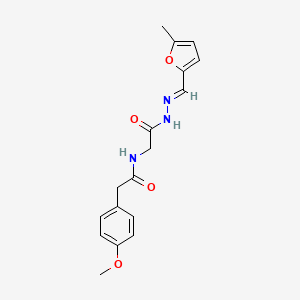 molecular formula C17H19N3O4 B2405429 (E)-2-(4-甲氧基苯基)-N-(2-(2-((5-甲基呋喃-2-基)亚甲基)肼基)-2-氧代乙基)乙酰胺 CAS No. 391895-77-5