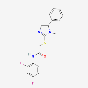 molecular formula C18H15F2N3OS B2405433 N-(2,4-difluorophenyl)-2-((1-methyl-5-phenyl-1H-imidazol-2-yl)thio)acetamide CAS No. 932459-92-2
