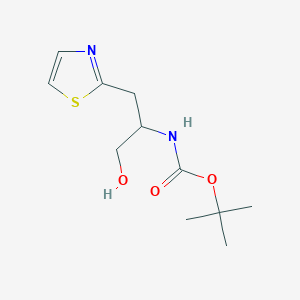molecular formula C11H18N2O3S B2405439 tert-butyl N-[1-hydroxy-3-(1,3-thiazol-2-yl)propan-2-yl]carbamate CAS No. 2249112-49-8