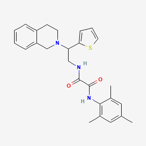 molecular formula C26H29N3O2S B2405445 N1-(2-(3,4-dihydroisoquinolin-2(1H)-yl)-2-(thiophen-2-yl)ethyl)-N2-mesityloxalamide CAS No. 898408-10-1
