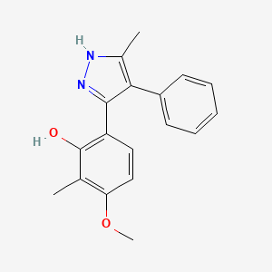 molecular formula C18H18N2O2 B2405452 3-methoxy-2-methyl-6-(5-methyl-4-phenyl-1H-pyrazol-3-yl)phenol CAS No. 394237-86-6