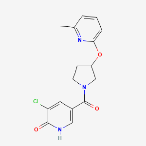 molecular formula C16H16ClN3O3 B2405461 (5-Chloro-6-hydroxypyridin-3-yl)(3-((6-methylpyridin-2-yl)oxy)pyrrolidin-1-yl)methanone CAS No. 1903038-18-5