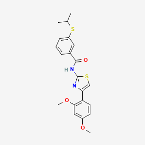 molecular formula C21H22N2O3S2 B2405464 N-(4-(2,4-dimethoxyphenyl)thiazol-2-yl)-3-(isopropylthio)benzamide CAS No. 919761-44-7
