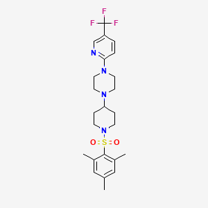 molecular formula C24H31F3N4O2S B2405465 1-[5-(三氟甲基)吡啶-2-基]-4-[1-(2,4,6-三甲基苯磺酰基)哌啶-4-基]哌嗪 CAS No. 2097934-39-7