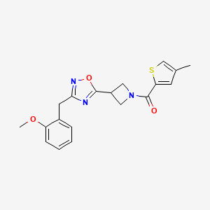 molecular formula C19H19N3O3S B2405467 （3-(3-(2-甲氧基苄基)-1,2,4-恶二唑-5-基)氮杂环丁-1-基)(4-甲硫代噻吩-2-基)甲酮 CAS No. 1396682-86-2