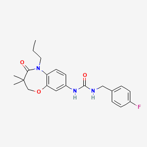 molecular formula C22H26FN3O3 B2405475 1-(3,3-Dimethyl-4-oxo-5-propyl-2,3,4,5-tetrahydrobenzo[b][1,4]oxazepin-8-yl)-3-(4-fluorobenzyl)urea CAS No. 1170496-64-6