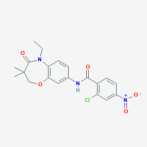 molecular formula C20H20ClN3O5 B2405479 2-chloro-N-(5-ethyl-3,3-dimethyl-4-oxo-2,3,4,5-tetrahydrobenzo[b][1,4]oxazepin-8-yl)-4-nitrobenzamide CAS No. 921793-88-6