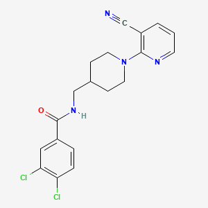 molecular formula C19H18Cl2N4O B2405483 3,4-Dichloro-N-[[1-(3-cyanopyridin-2-yl)piperidin-4-yl]methyl]benzamide CAS No. 1797124-10-7