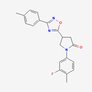 molecular formula C20H18FN3O2 B2405484 1-(3-Fluoro-4-methylphenyl)-4-[3-(4-methylphenyl)-1,2,4-oxadiazol-5-yl]pyrrolidin-2-one CAS No. 941918-25-8