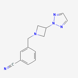 molecular formula C13H13N5 B2405486 3-[[3-(Triazol-2-yl)azetidin-1-yl]methyl]benzonitrile CAS No. 2415531-68-7