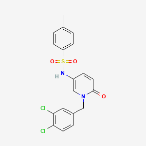 molecular formula C19H16Cl2N2O3S B2405490 N-[1-(3,4-dichlorobenzyl)-6-oxo-1,6-dihydro-3-pyridinyl]-4-methylbenzenesulfonamide CAS No. 339009-18-6