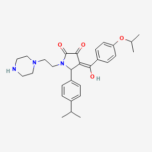 molecular formula C29H37N3O4 B2405493 3-羟基-4-(4-异丙氧基苯甲酰)-5-(4-异丙基苯基)-1-(2-(哌嗪-1-基)乙基)-1H-吡咯-2(5H)-酮 CAS No. 384795-81-7