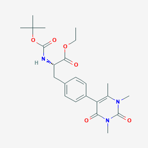 molecular formula C23H31N3O6 B2405503 (S)-ethyl 2-((tert-butoxycarbonyl)amino)-3-(4-(1,3,6-trimethyl-2,4-dioxo-1,2,3,4-tetrahydropyrimidin-5-yl)phenyl)propanoate CAS No. 1428442-18-5