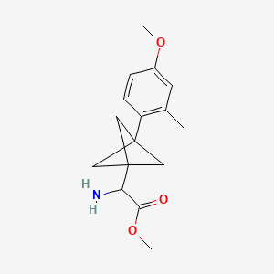 molecular formula C16H21NO3 B2405519 Methyl 2-amino-2-[3-(4-methoxy-2-methylphenyl)-1-bicyclo[1.1.1]pentanyl]acetate CAS No. 2287260-25-5