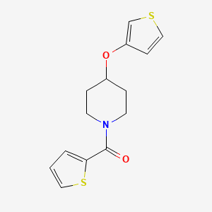 molecular formula C14H15NO2S2 B2405524 Thiophen-2-yl(4-(thiophen-3-yloxy)piperidin-1-yl)methanone CAS No. 2034363-84-1