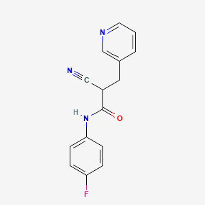 molecular formula C15H12FN3O B2405528 2-cyano-N-(4-fluorophenyl)-3-pyridin-3-ylpropanamide CAS No. 483359-44-0