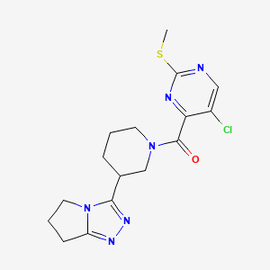 molecular formula C16H19ClN6OS B2405529 (5-chloro-2-methylsulfanylpyrimidin-4-yl)-[3-(6,7-dihydro-5H-pyrrolo[2,1-c][1,2,4]triazol-3-yl)piperidin-1-yl]methanone CAS No. 1208433-54-8