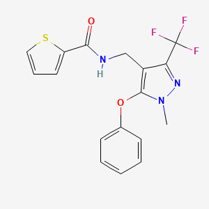 molecular formula C17H14F3N3O2S B2405530 N-({[1-甲基-5-苯氧基-3-(三氟甲基)-1H-吡唑-4-基]甲基}-2-噻吩甲酰胺) CAS No. 956754-18-0