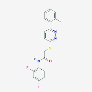 molecular formula C19H15F2N3OS B2405531 N-(2,4-二氟苯基)-2-((6-(邻甲苯基)哒嗪-3-基)硫代)乙酰胺 CAS No. 922949-67-5