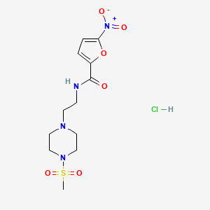 molecular formula C12H19ClN4O6S B2405533 N-(2-(4-(methylsulfonyl)piperazin-1-yl)ethyl)-5-nitrofuran-2-carboxamide hydrochloride CAS No. 1351633-19-6