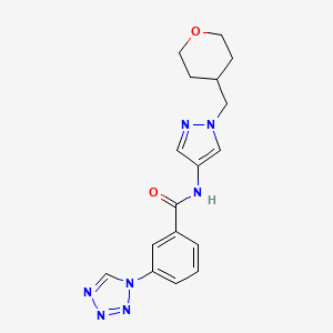 molecular formula C17H19N7O2 B2405537 N-(1-((tetrahydro-2H-pyran-4-yl)methyl)-1H-pyrazol-4-yl)-3-(1H-tetrazol-1-yl)benzamide CAS No. 1705187-55-8