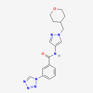 molecular formula C17H19N7O2 B2405537 N-(1-((tétrahydro-2H-pyran-4-yl)méthyl)-1H-pyrazol-4-yl)-3-(1H-tétrazol-1-yl)benzamide CAS No. 1705187-55-8