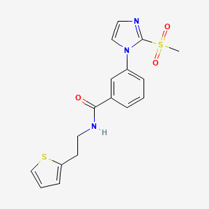 molecular formula C17H17N3O3S2 B2405539 3-(2-(methylsulfonyl)-1H-imidazol-1-yl)-N-(2-(thiophen-2-yl)ethyl)benzamide CAS No. 2034509-73-2
