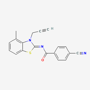 molecular formula C19H13N3OS B2405555 4-氰基-N-(4-甲基-3-丙-2-炔基-1,3-苯并噻唑-2-基亚甲基)苯甲酰胺 CAS No. 868377-50-8