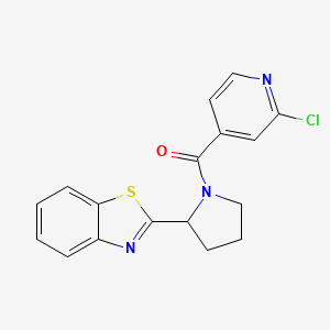 molecular formula C17H14ClN3OS B2405567 2-[1-(2-Chloropyridine-4-carbonyl)pyrrolidin-2-yl]-1,3-benzothiazole CAS No. 1147386-51-3