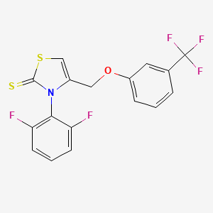 molecular formula C17H10F5NOS2 B2405570 3-(2,6-Difluorophenyl)-4-[[3-(trifluoromethyl)phenoxy]methyl]-1,3-thiazole-2-thione CAS No. 866153-95-9