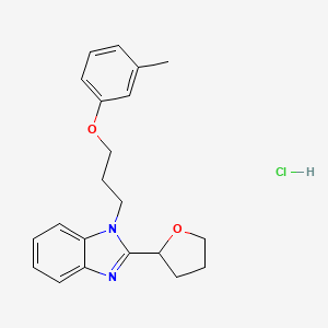 molecular formula C21H25ClN2O2 B2405574 2-(tetrahydrofuran-2-yl)-1-(3-(m-tolyloxy)propyl)-1H-benzo[d]imidazole hydrochloride CAS No. 1052077-01-6