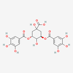 molecular formula C21H20O14 B2405579 (3R,5R)-1,4-dihydroxy-3,5-bis[(3,4,5-trihydroxybenzoyl)oxy]cyclohexane-1-carboxylic acid CAS No. 86588-90-1