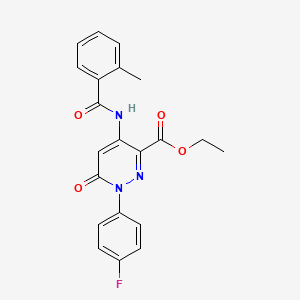 molecular formula C21H18FN3O4 B2405582 1-(4-氟苯基)-4-(2-甲基苯甲酰胺基)-6-氧代-1,6-二氢吡哒嗪-3-羧酸乙酯 CAS No. 942010-12-0