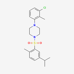 molecular formula C21H27ClN2O2S B2405584 1-(3-Chloro-2-methylphenyl)-4-[2-methyl-5-(propan-2-yl)benzenesulfonyl]piperazine CAS No. 701950-69-8