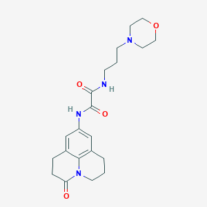molecular formula C21H28N4O4 B2405591 N1-(3-吗啉丙基)-N2-(3-氧代-1,2,3,5,6,7-六氢吡啶并[3,2,1-ij]喹啉-9-基)草酰胺 CAS No. 898455-92-0
