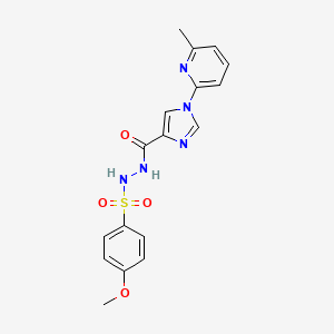 molecular formula C17H17N5O4S B2405592 4-甲氧基-N'-{[1-(6-甲基-2-吡啶基)-1H-咪唑-4-基]羰基}苯磺酰肼 CAS No. 478077-79-1