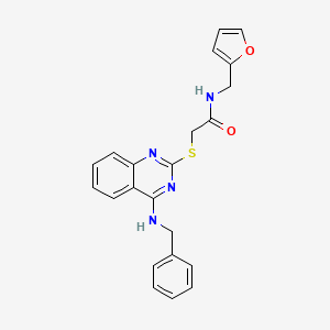 molecular formula C22H20N4O2S B2405597 2-[4-(benzylamino)quinazolin-2-yl]sulfanyl-N-(furan-2-ylmethyl)acetamide CAS No. 422531-89-3