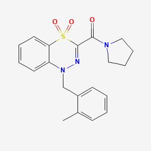 molecular formula C20H21N3O3S B2405600 1-(2-methylbenzyl)-3-(1-pyrrolidinylcarbonyl)-4lambda~6~,1,2-benzothiadiazine-4,4(1H)-dione CAS No. 1251592-73-0