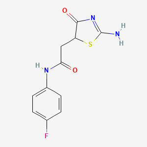 molecular formula C11H10FN3O2S B2405602 N-(4-fluorophenyl)-2-(2-imino-4-oxo-1,3-thiazolidin-5-yl)acetamide CAS No. 367908-35-8