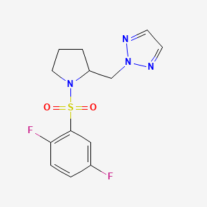 molecular formula C13H14F2N4O2S B2405609 2-{[1-(2,5-difluorobenzenesulfonyl)pyrrolidin-2-yl]methyl}-2H-1,2,3-triazole CAS No. 2097862-09-2
