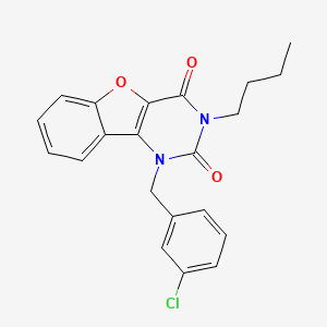 molecular formula C21H19ClN2O3 B2405611 3-butyl-1-(3-chlorobenzyl)benzofuro[3,2-d]pyrimidine-2,4(1H,3H)-dione CAS No. 892426-82-3