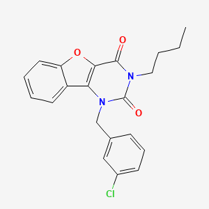 molecular formula C21H19ClN2O3 B2405611 3-丁基-1-(3-氯苄基)苯并呋并[3,2-d]嘧啶-2,4(1H,3H)-二酮 CAS No. 892426-82-3