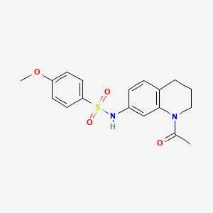molecular formula C18H20N2O4S B2405614 N-(1-acetyl-3,4-dihydro-2H-quinolin-7-yl)-4-methoxybenzenesulfonamide CAS No. 898423-90-0