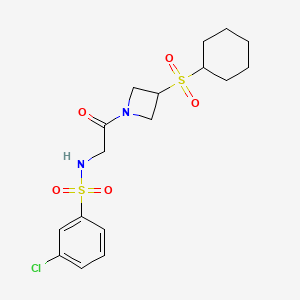 molecular formula C17H23ClN2O5S2 B2405618 3-chloro-N-(2-(3-(cyclohexylsulfonyl)azetidin-1-yl)-2-oxoethyl)benzenesulfonamide CAS No. 1797631-89-0