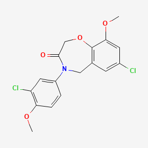 molecular formula C17H15Cl2NO4 B2405621 7-chloro-4-(3-chloro-4-methoxyphenyl)-9-methoxy-4,5-dihydro-1,4-benzoxazepin-3(2H)-one CAS No. 1396854-44-6