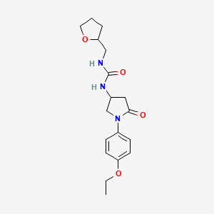 molecular formula C18H25N3O4 B2405625 1-(1-(4-Ethoxyphenyl)-5-oxopyrrolidin-3-yl)-3-((tetrahydrofuran-2-yl)methyl)urea CAS No. 894013-32-2