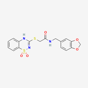 N-(benzo[d][1,3]dioxol-5-ylmethyl)-2-((1,1-dioxido-4H-benzo[e][1,2,4]thiadiazin-3-yl)thio)acetamide