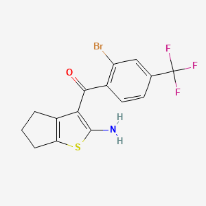 molecular formula C15H11BrF3NOS B2405630 3-[2-bromo-4-(trifluoromethyl)benzoyl]-4H,5H,6H-cyclopenta[b]thiophen-2-amine CAS No. 1803590-48-8